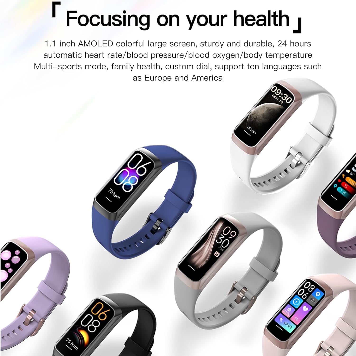 Fitness Trackers  Oled Screen Heart Rate Sleep Monitor Step Tracker 