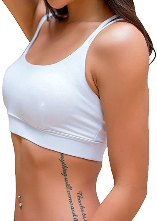 YIANNA Sports Bras for Women Cross Back Padded Sports Bra Medium Support Workout Running Yoga Bra