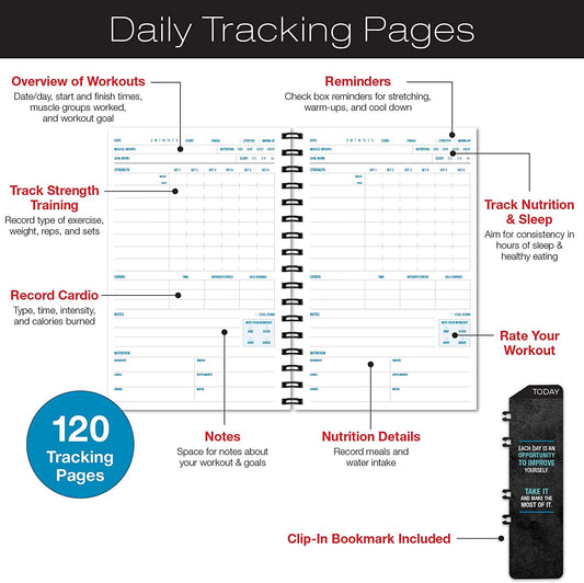 Workout Fitness Journal Nutrition Planners: Clip-In Bookmark