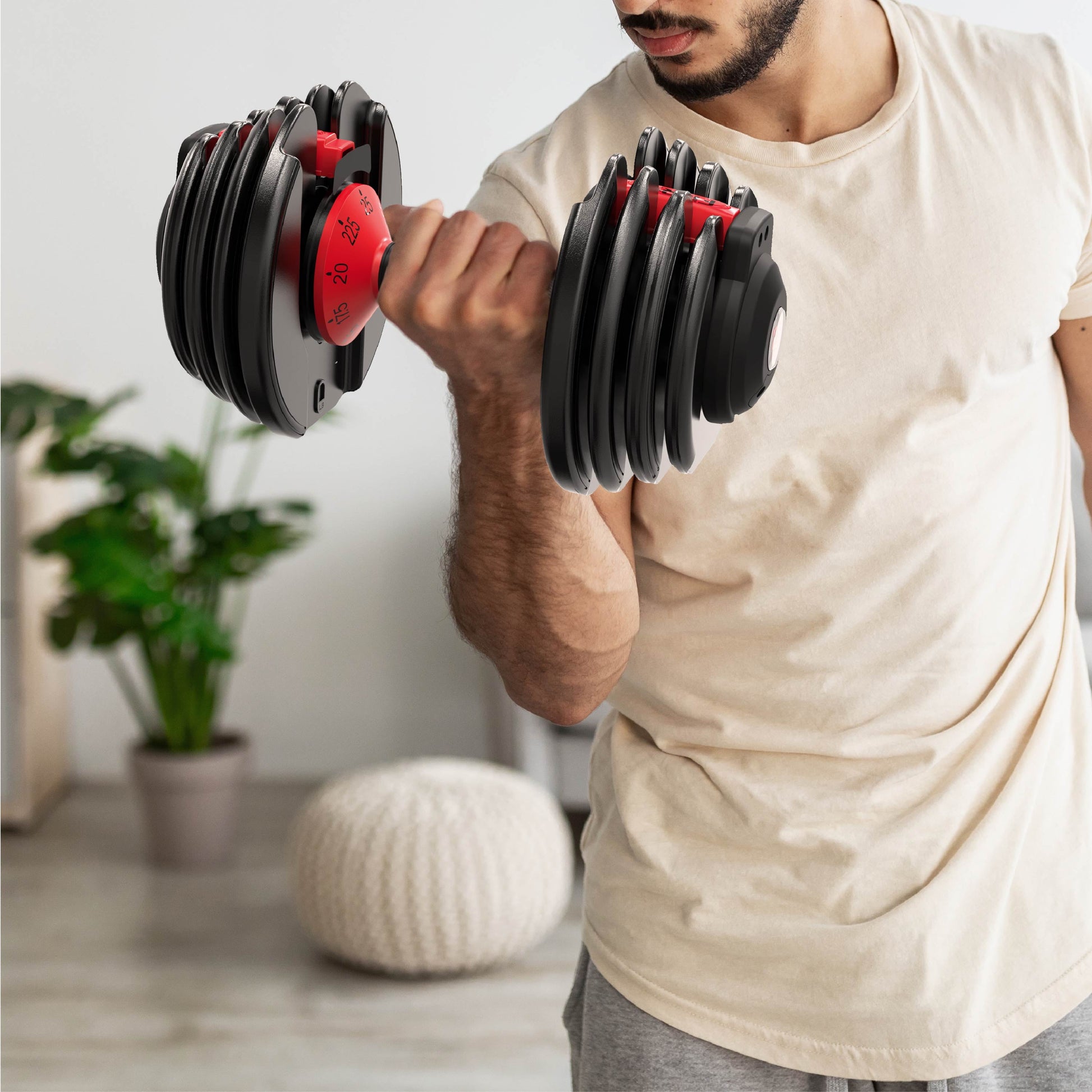 Fitrx Smartbell,  Quick-Select 9 in 1 Adjustable Dumbbell for Home Gym, 5-25Lbs. 