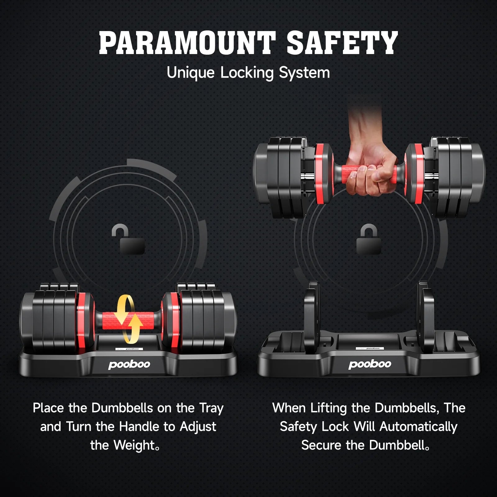 LNOW  Adjustable Dumbbells with High Quality Tray 15Lb to 55Lb 