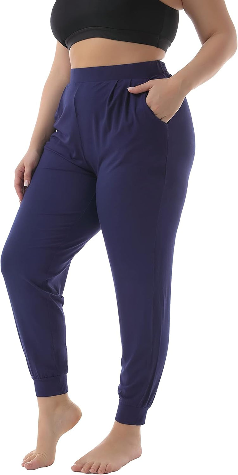 ZERDOCEAN Women'S plus Size Casual Lounge Pants Stretchy Relaxed Jogger Yoga Pants with Pockets
