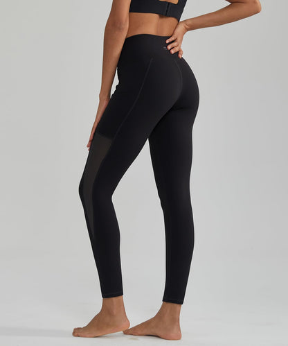 ALONG FIT Women'S Mesh Yoga Leggings with Side Pockets Tummy Control Workout Running Capris High Waist Yoga Pants