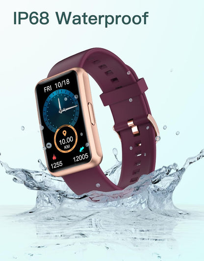 IP68 Waterproof with Full Touch Screen Steps Calories Counter Sleep Tracker Alarm Clocks (Purple)