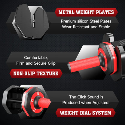 LNOW  Adjustable Dumbbells with High Quality Tray 15Lb to 55Lb 