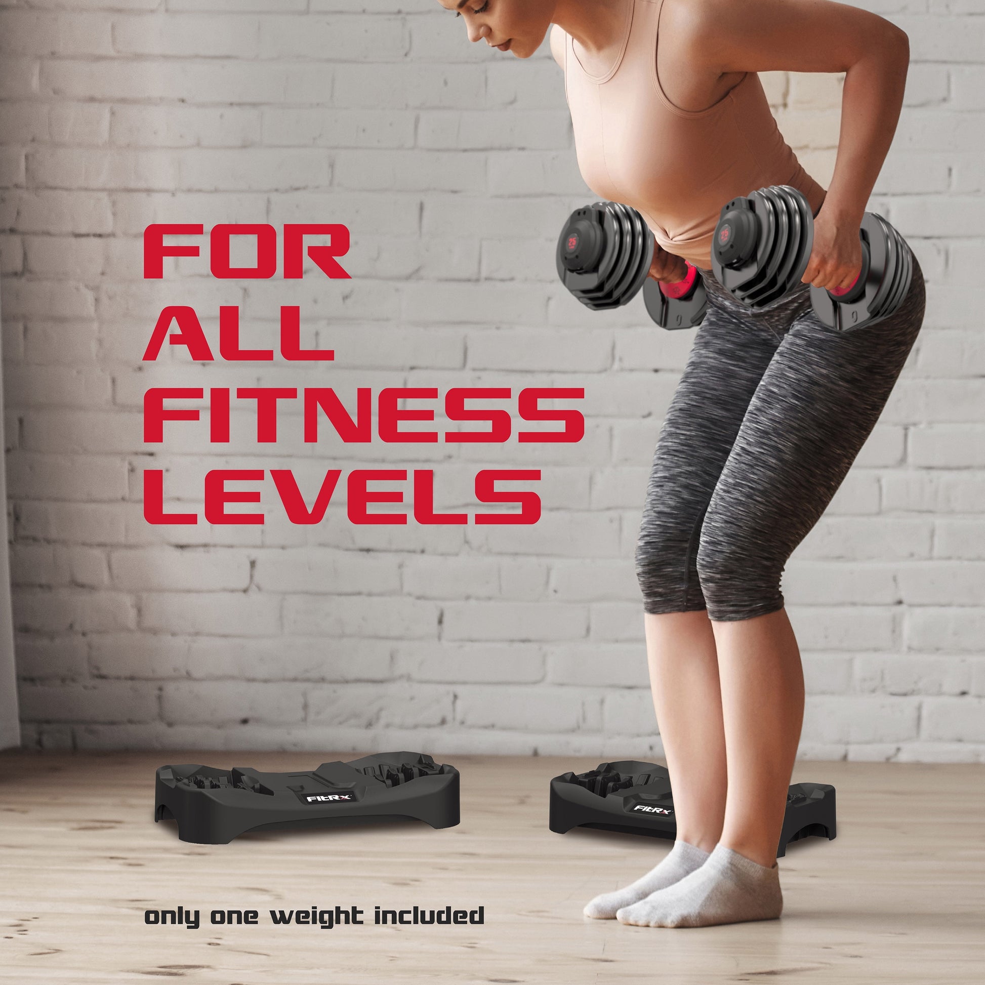 Fitrx Smartbell,  Quick-Select 9 in 1 Adjustable Dumbbell for Home Gym, 5-25Lbs. 