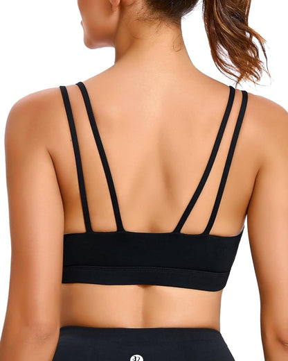 RUNNING GIRL Strappy Sports Bra for Women Sexy Crisscross Back Light Support Yoga Bra with Removable Cups