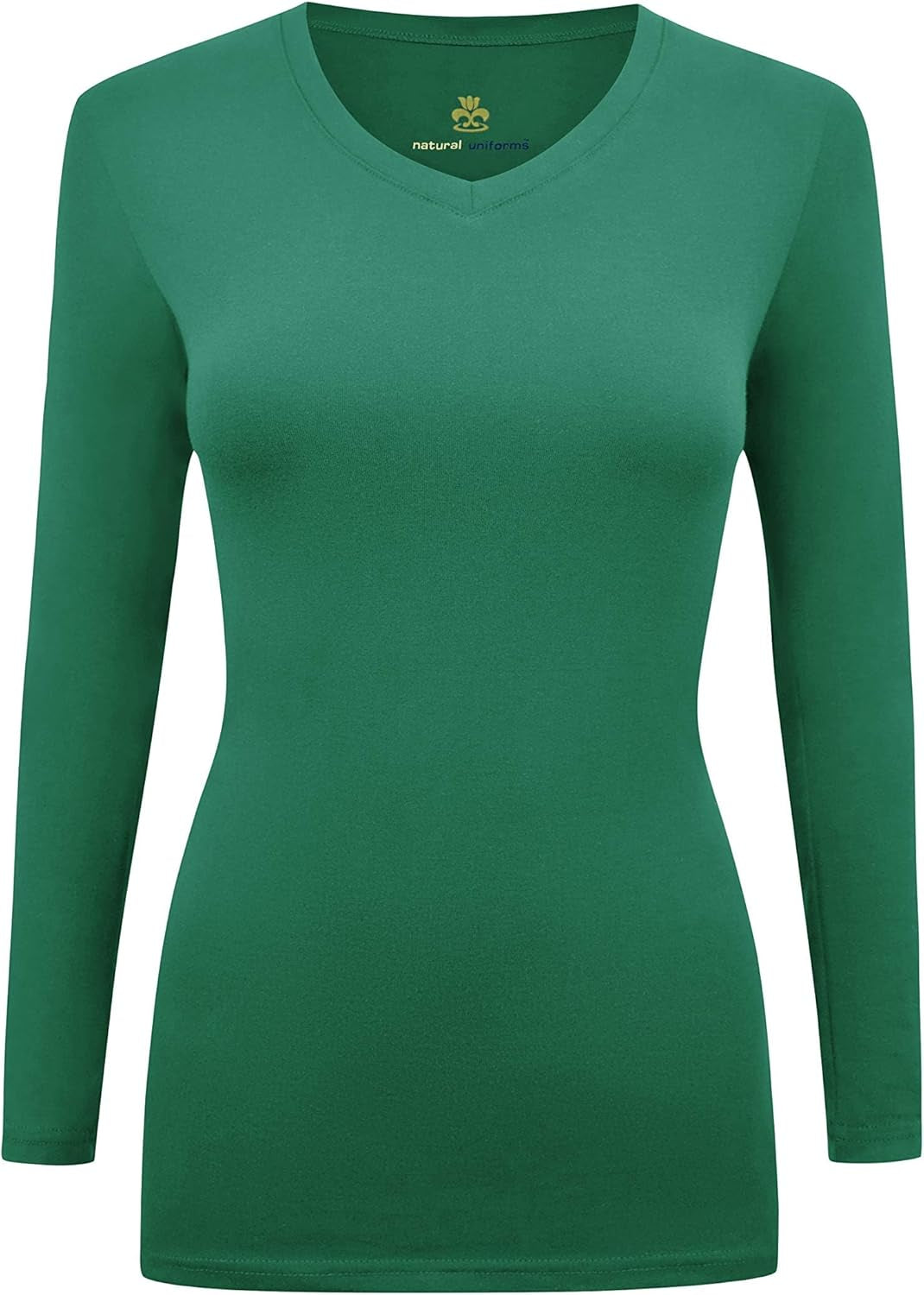 Natural Uniforms Women'S under Scrub Tee V-Neck Long Sleeve T-Shirt