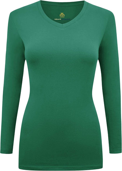 Natural Uniforms Women'S under Scrub Tee V-Neck Long Sleeve T-Shirt