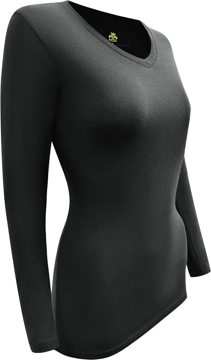 Natural Uniforms Women'S under Scrub Tee V-Neck Long Sleeve T-Shirt