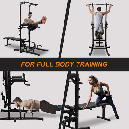 🏋️ Power Tower Parallel Bar Station – Full-Body Strength Training with Chin-Up Bar & Bench