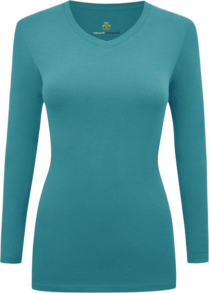 Natural Uniforms Women'S under Scrub Tee V-Neck Long Sleeve T-Shirt