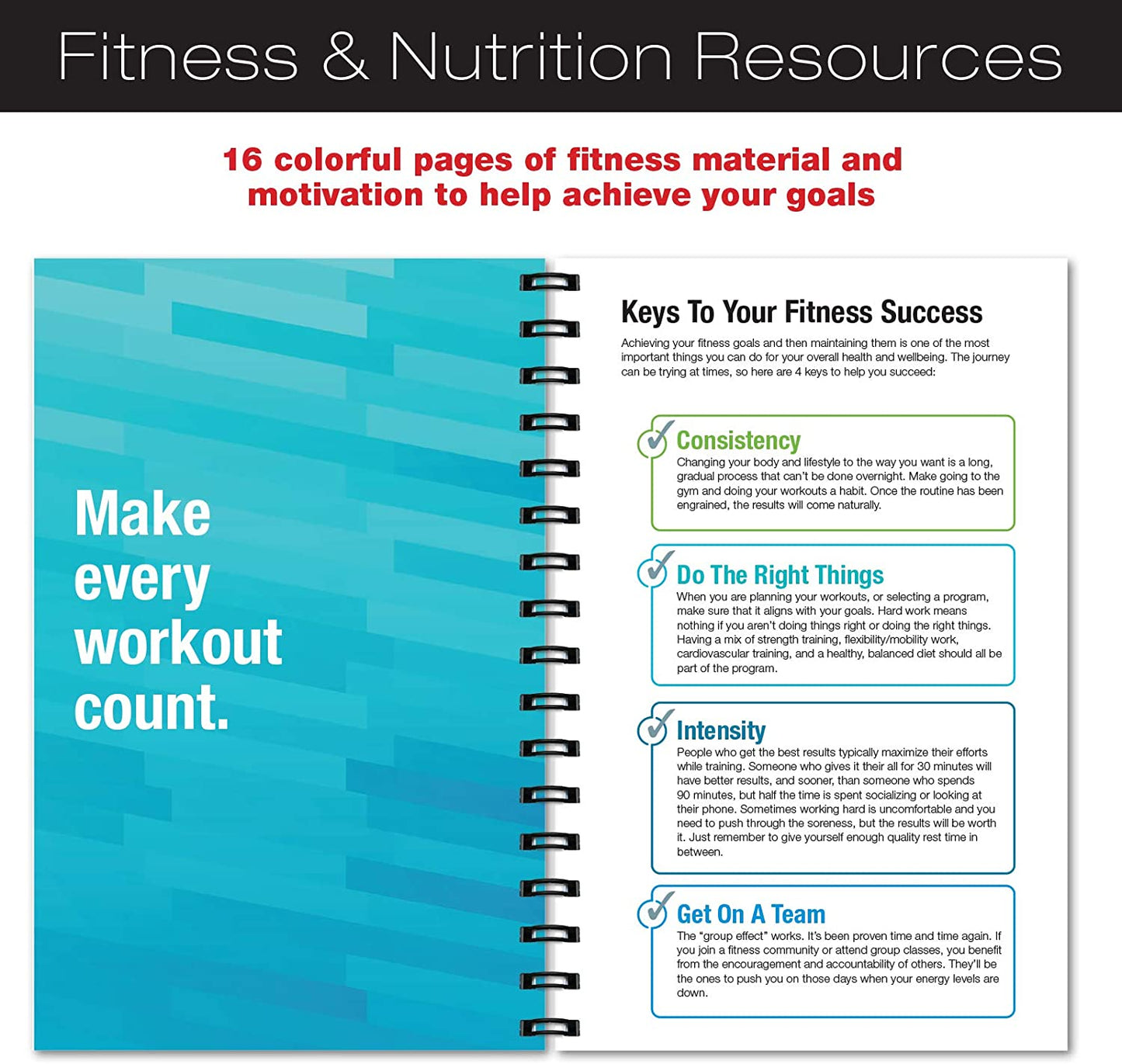 Workout Fitness Journal Nutrition Planners: Clip-In Bookmark
