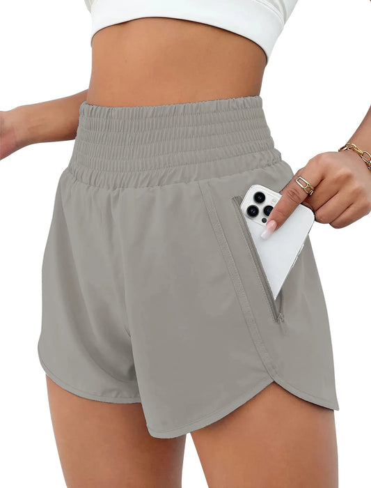 Rosvigor Womens Athletic Shorts High Waisted Running Shorts Gym Workout Shorts with Pockets
